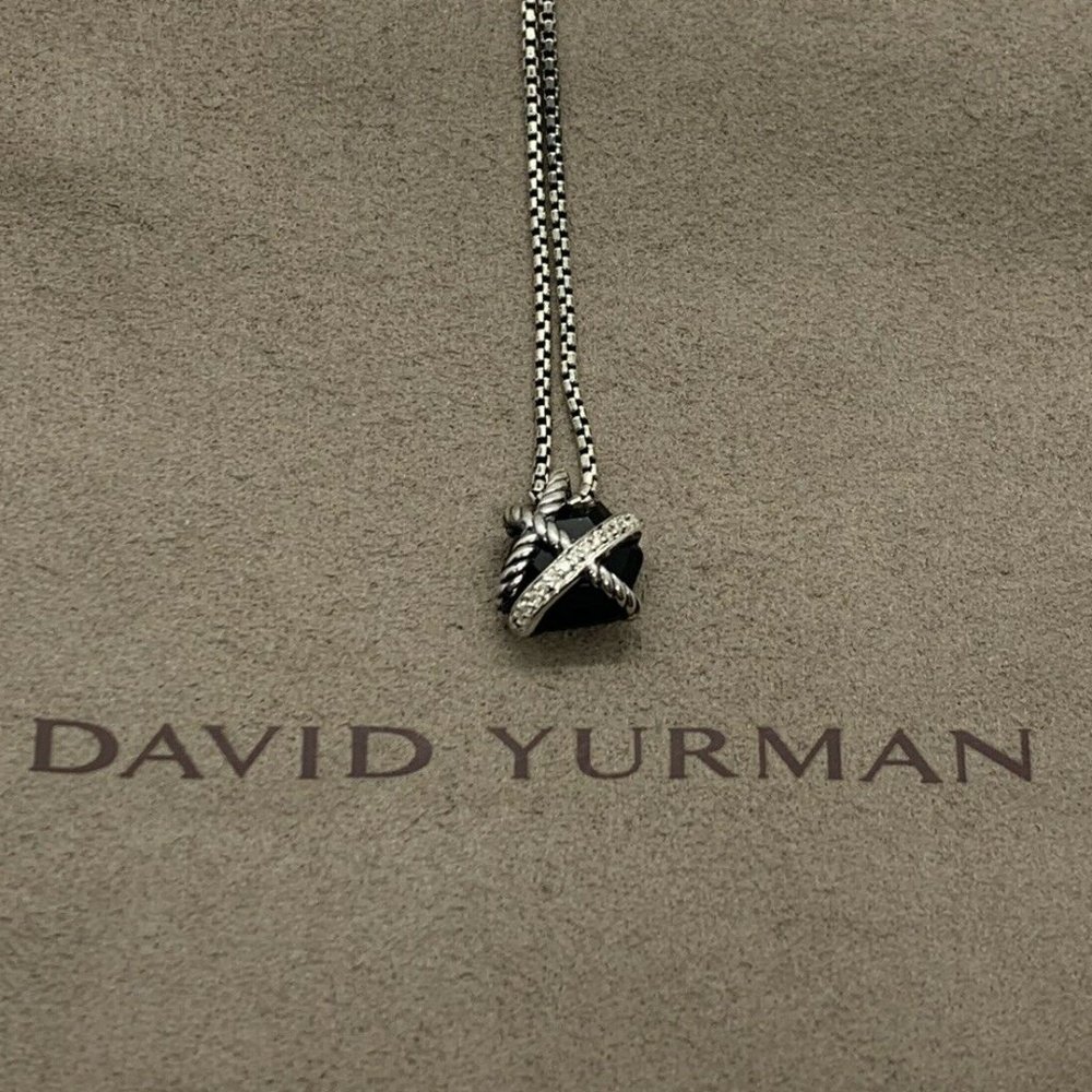 David Yurman Black Onyx Diamond Wrap Necklace